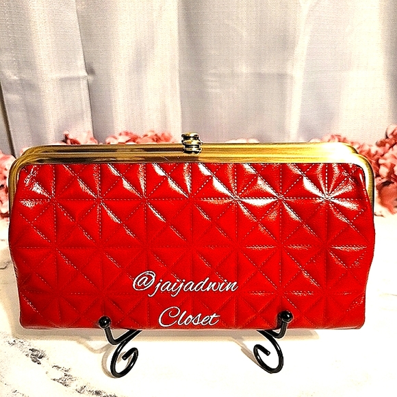 HOBO Limited Edition Red Leather With Stitching Design 'Lauren' Wallet/Clutch - Picture 6 of 10